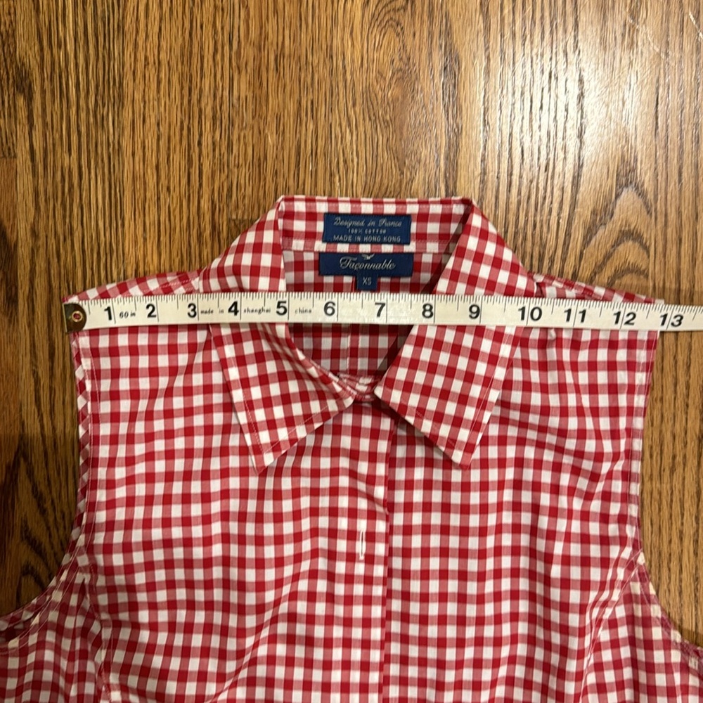 Façonnable Women’s Sleeveless Red and White Check Shirt Blouse size XS - Picture 6 of 9